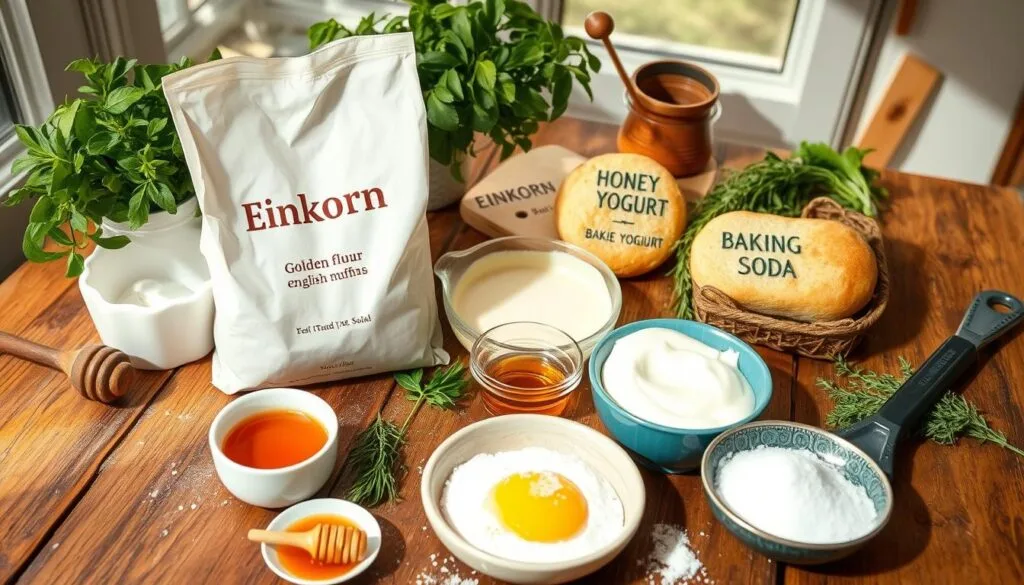 Einkorn Flour Ingredients for English Muffins Einkorn Flour Ingredients for English Muffins