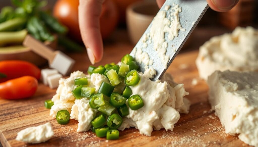 Goat Cheese Jalapeño Egg Roll Filling Preparation Goat Cheese Jalapeño Egg Roll Filling Preparation