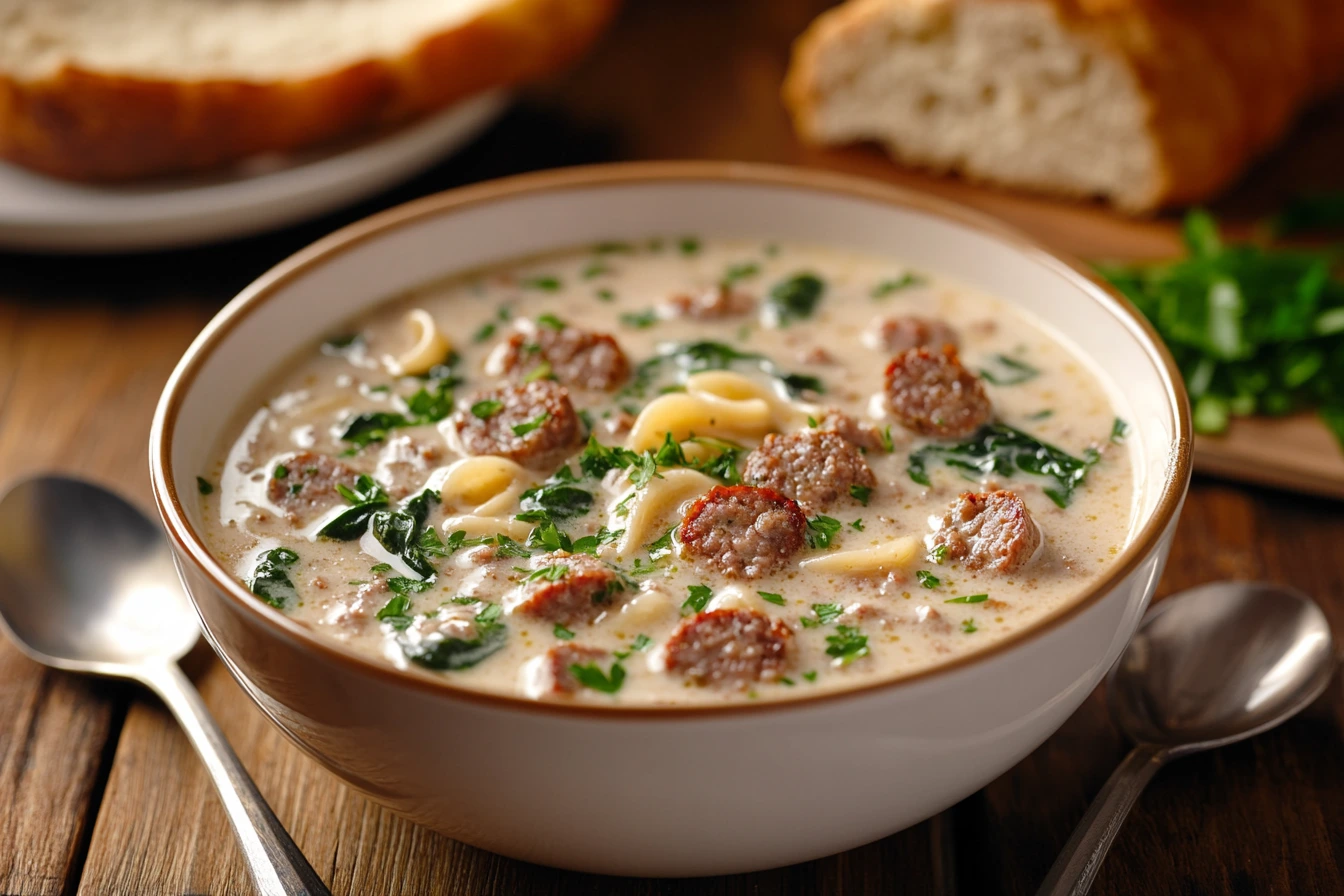 The creamy parmesan Italian sausage soup is the ultimate comfort food, combining rich, savory flavors with a creamy texture that warms both the body and soul. From the bold taste of Italian sausage to the velvety smoothness of Parmesan cheese, this creamy parmesan Italian sausage soup delivers a satisfying meal perfect for any occasion. With its simple steps and customizable ingredients, the creamy parmesan Italian sausage soup is approachable for cooks of all skill levels. Whether you’re preparing it for a weeknight dinner, a family gathering, or meal prepping for the week, this soup is sure to be a crowd-pleaser. Pair the creamy parmesan Italian sausage soup with crusty garlic bread, a crisp salad, or serve it in bread bowls for a meal that feels both hearty and indulgent. Ready to bring this recipe to life? Follow the step-by-step guide, experiment with your favorite flavors, and enjoy the deliciousness of homemade creamy parmesan Italian sausage soup. Your kitchen will be filled with irresistible aromas, and your table will be filled with happy, satisfied faces. So grab your ingredients, fire up the stove, and make this comforting creamy parmesan Italian sausage soup classic today!