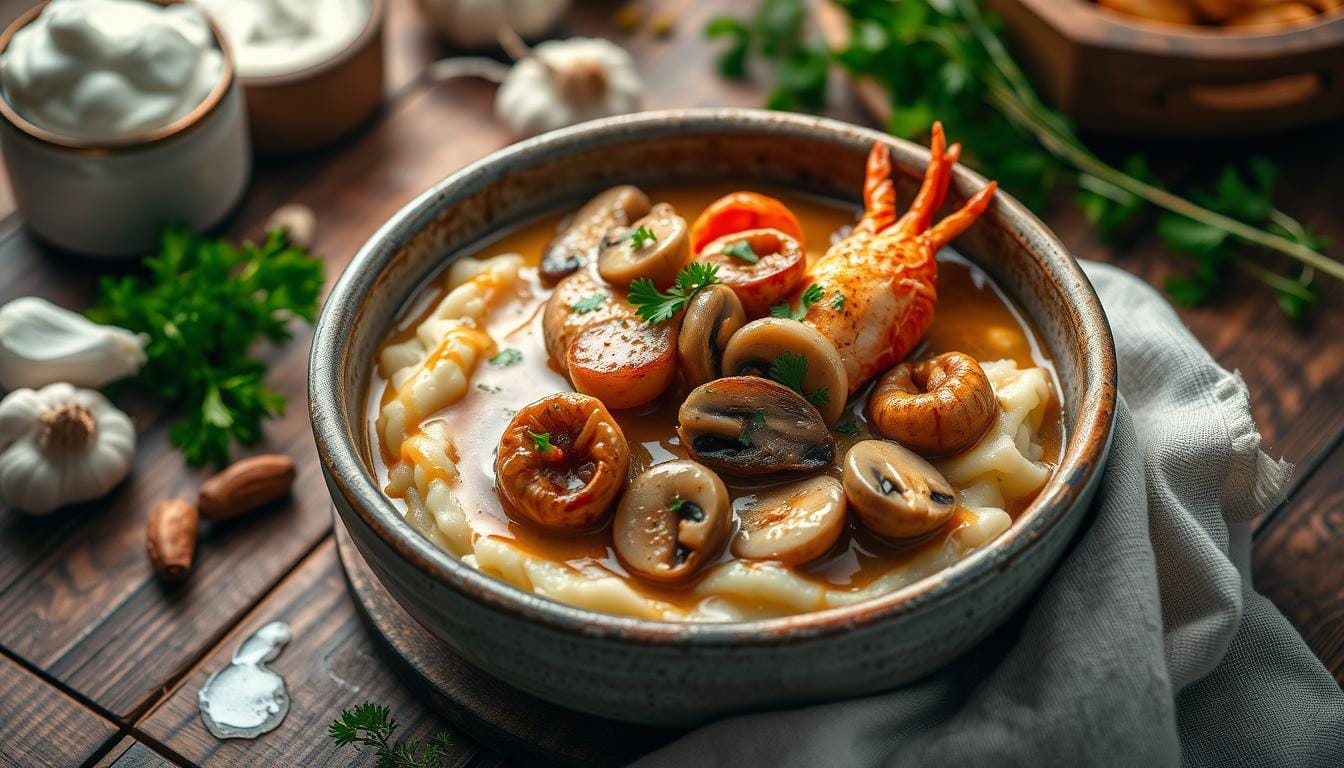 langostino mushroom sour cream gravy recipe