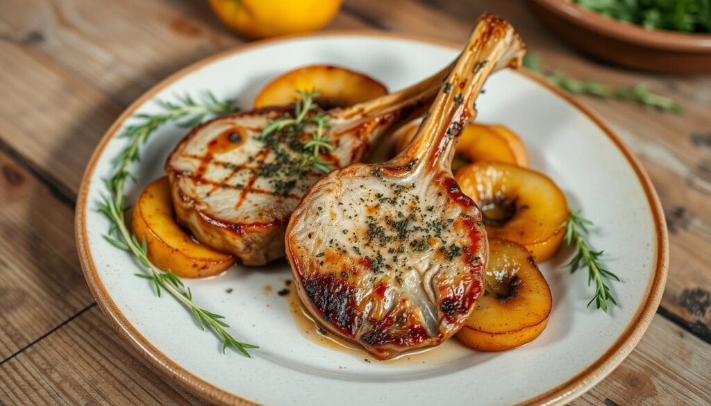 pork chops with roasted apples and herbes de provence pork chops with roasted apples and herbes de provence