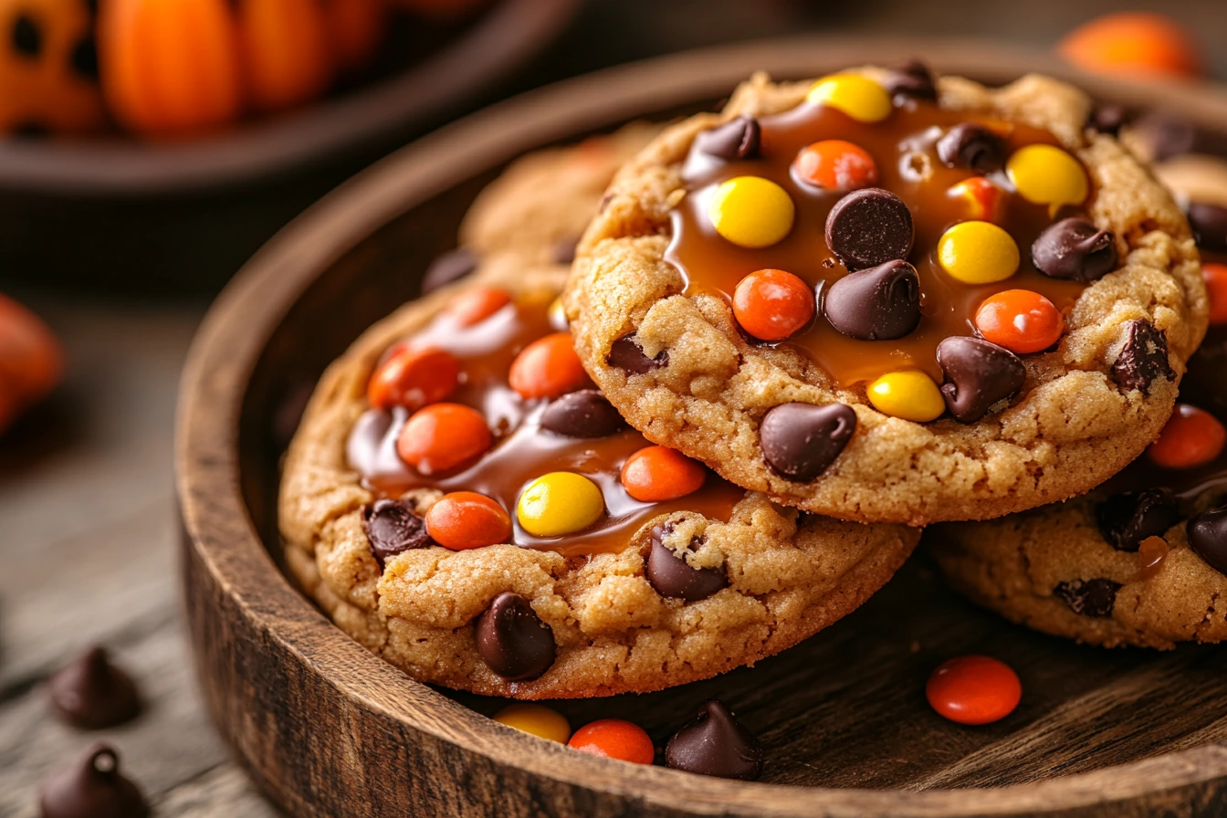 Pillsbury Halloween cookies with extra ingredients like chocolate chips and caramel filling.